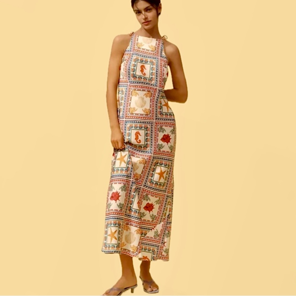 Anthropologie- Tie neck maxi dress